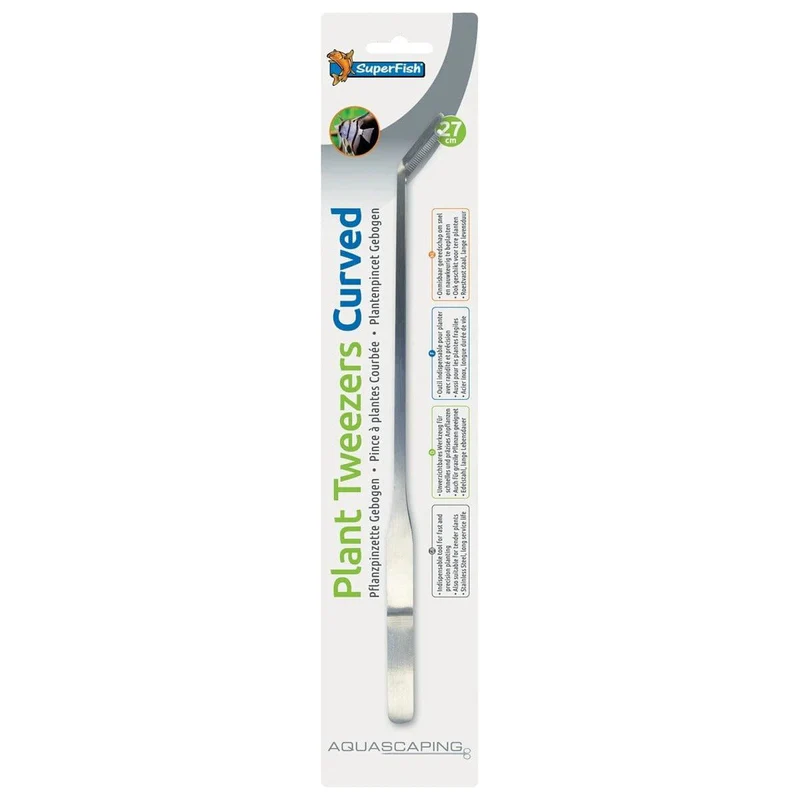 Pinça curva para plantas SuperFish 27 cm em embalagem branca