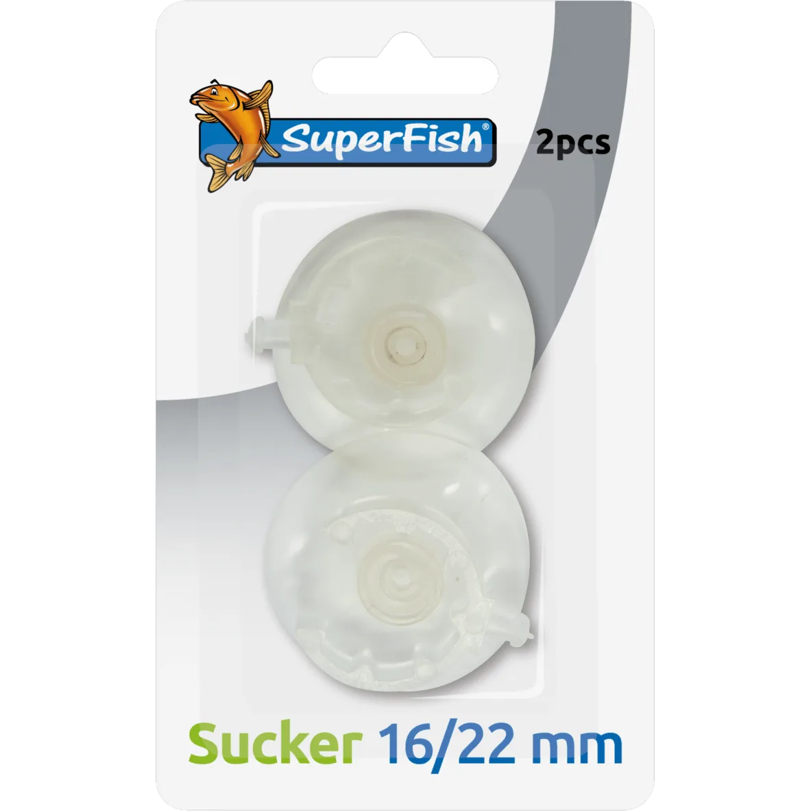 Embalagem com 2 ventosas transparentes SuperFish Sucker 16/22 mm