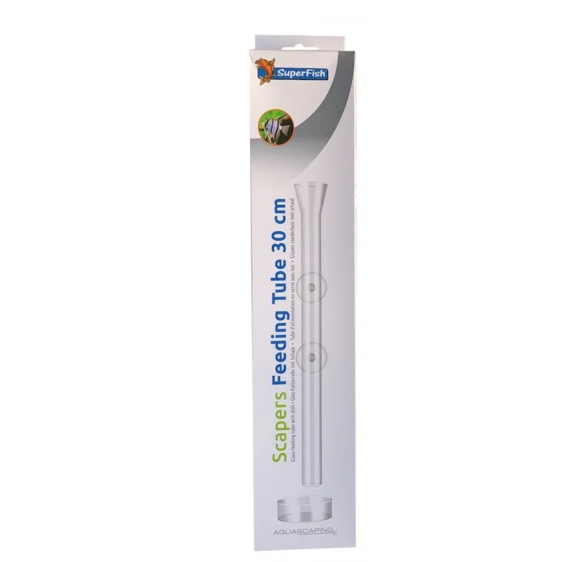 SuperFish Scapers Feeding Tube 30 cm tubo de vidro com ventosas na embalagem branca