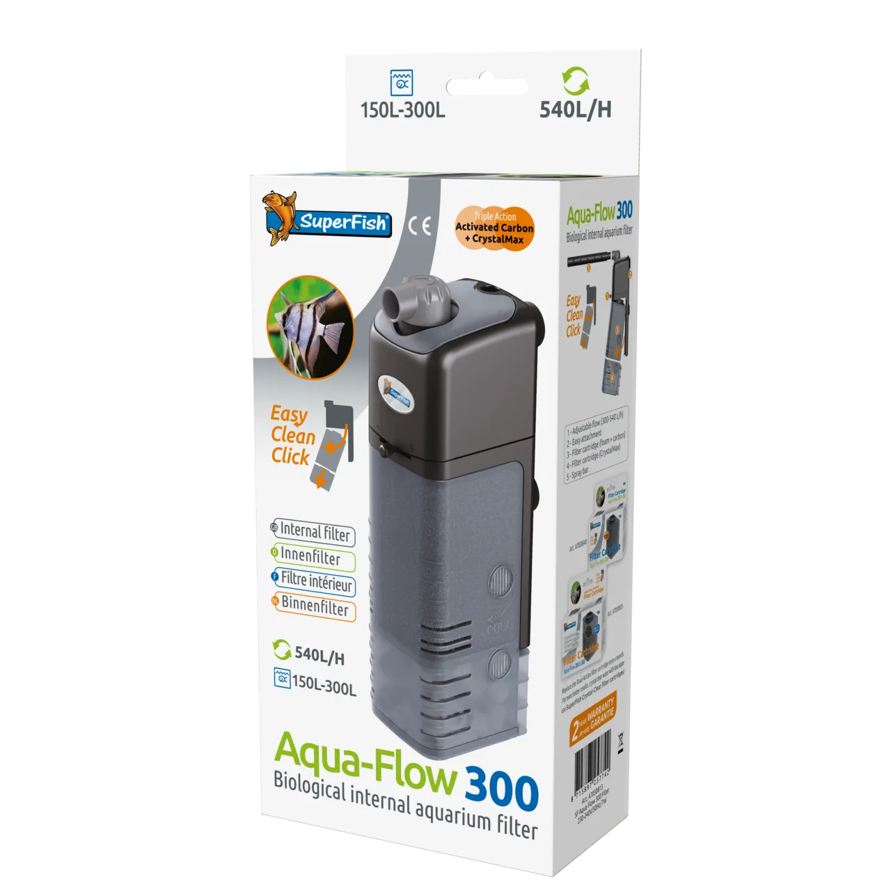 Filtro interno para aquário SuperFish Aqua-Flow 300 na embalagem