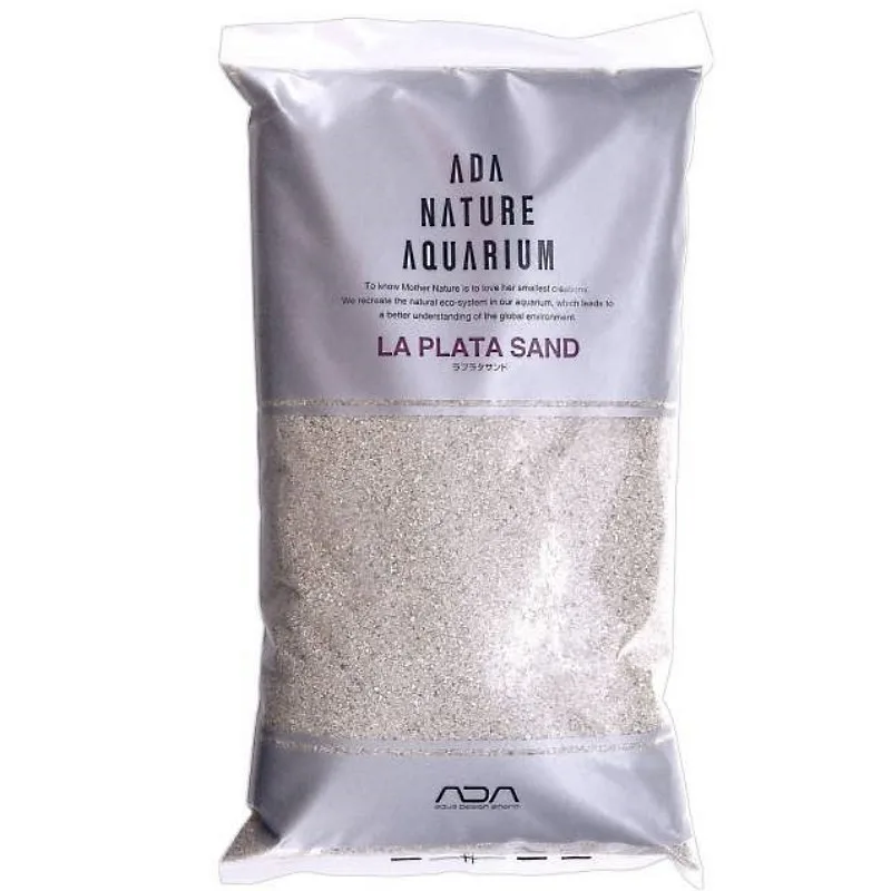 Saco de areia para aquário ADA Nature Aquarium La Plata Sand em embalagem cinzenta e transparente