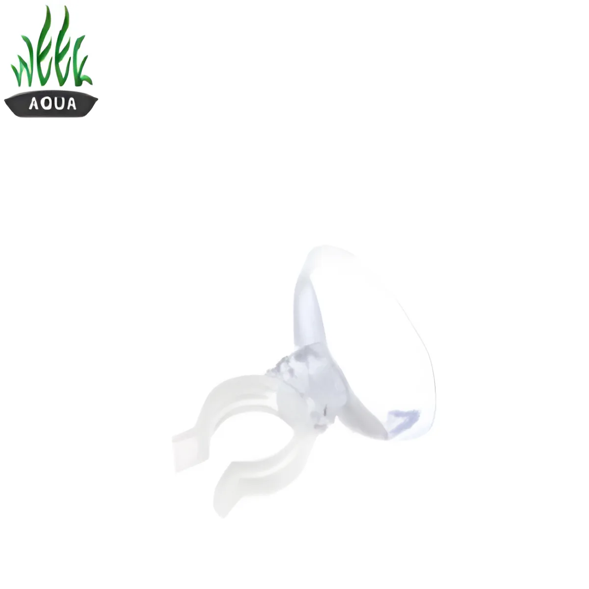 Ventosa transparente com fixador branco em fundo branco