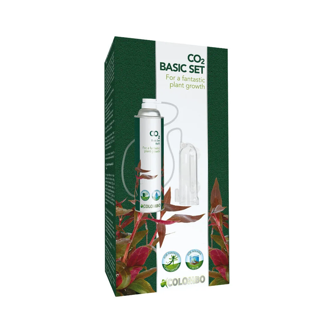 Conjunto básico CO2 para plantas com embalagem verde e branca e acessórios inclusos.