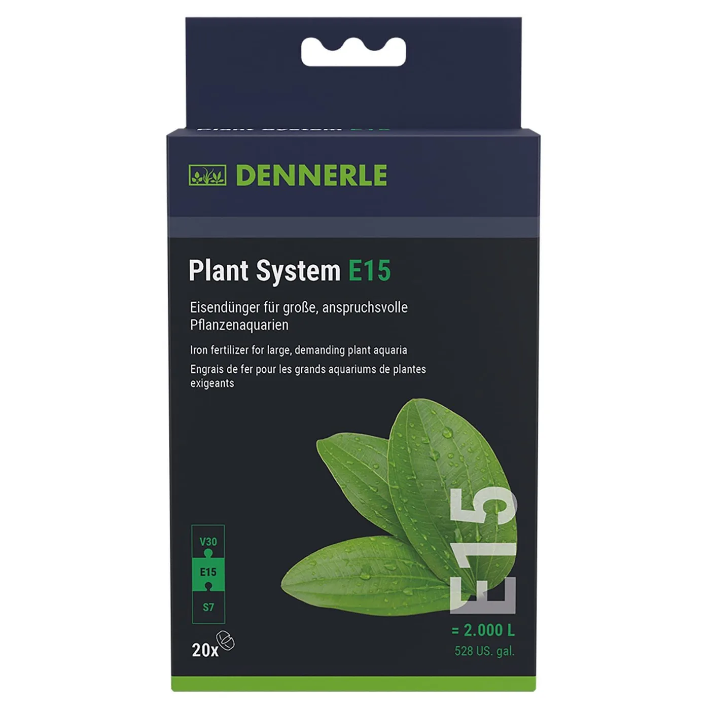 Embalagem do fertilizante Plant System E15 Dennerle para plantas de aquário