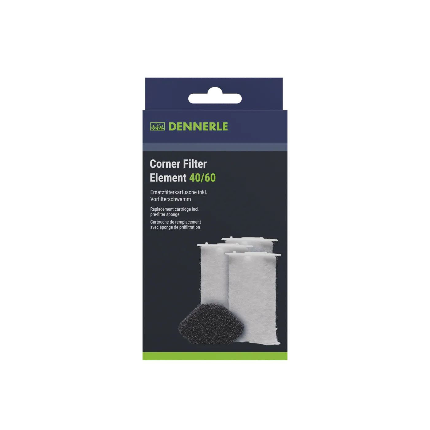 Embalagem de cartuchos de filtro para aquário Dennerle Corner Filter Element 40/60