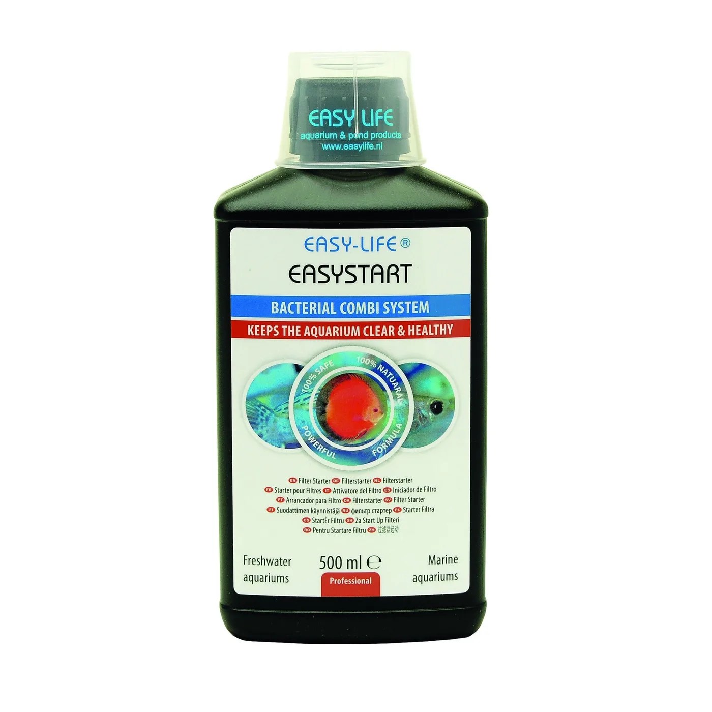 Frasco preto 500 ml EASY-LIFE EASYSTART Bacterial Combi System para aquários