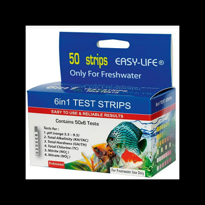 Caixa de tiras de teste Easy-Life azul para água doce com imagem de peixes