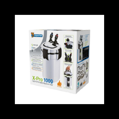 Caixa do filtro para aquário SuperFish X-Pro 1000 branco e preto com instruções