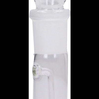 Frasco cilíndrico de vidro transparente com tampa arredondada e tubo interno