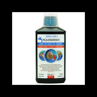 Frasco do produto líquido Easy-Life Aquamaker para aquários, 500 ml, rótulo azul e branco.