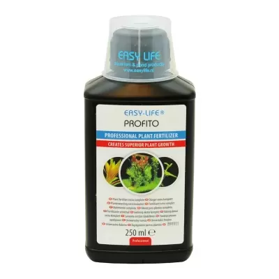 Frasco preto de fertilizante Easy-Life Profito com rótulo e tampa transparente