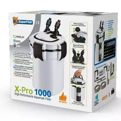 Caixa do filtro externo para aquário SuperFish X-Pro 1000 branco e preto