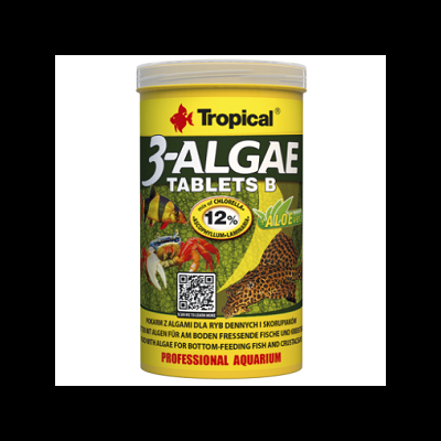 Frasco amarelo de pastilhas para aquário Tropical 3-ALGAE TABLETS B