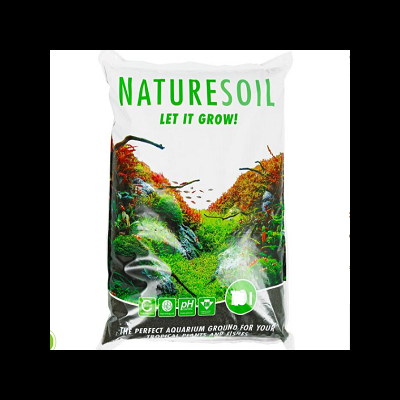 Saco de substrato para aquário NatureSoil branco com imagem de aquário e texto verde