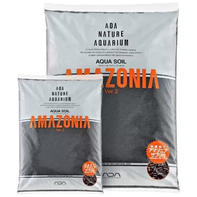 Sacos prateados de Aqua Soil Amazonia Ver. 2 para aquários com grânulos pretos visíveis