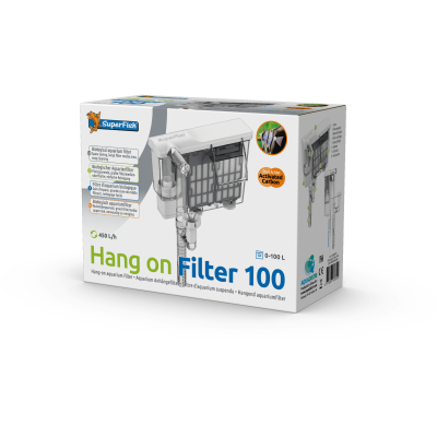 Filtro biológico para aquário SuperFish Hang on Filter 100 em embalagem branca