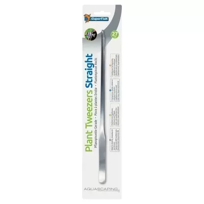 Pinça reta para plantas SuperFish 27 cm na embalagem de cartão branco