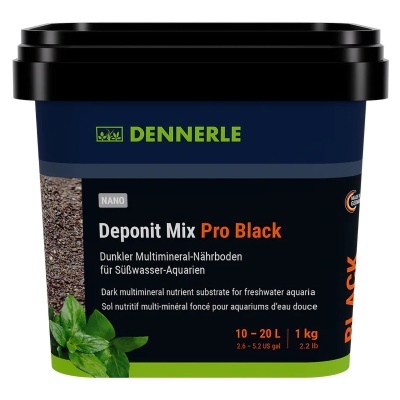 Embalagem azul escuro com tampa preta do substrato Dennerle Deponti Mix Pro Black para aquários
