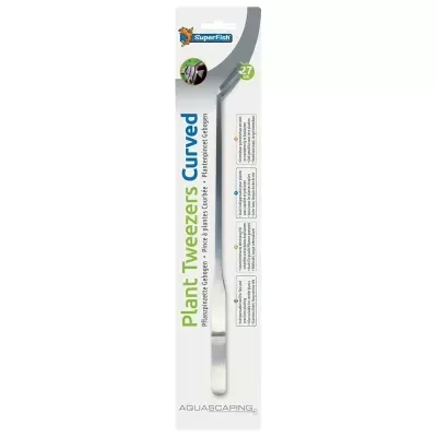 Pinça curva para plantas SuperFish 27 cm em embalagem branca