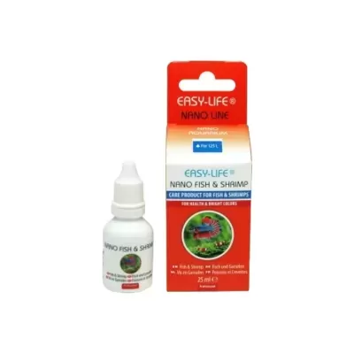 Produto Easy-Life Nano Fish & Shrimp para aquários com embalagem branca e vermelha