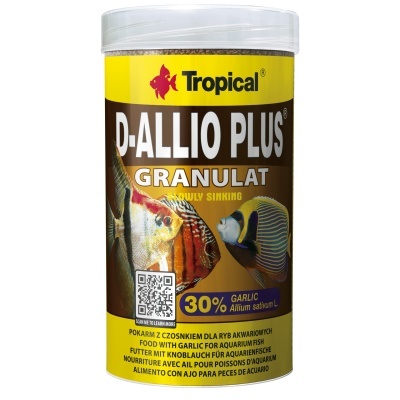 Lata de comida para peixes Tropical D-ALLIO PLUS com imagens de peixes