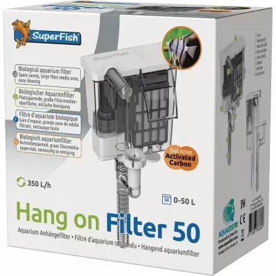 Embalagem do filtro biológico para aquário Hang on Filter 50 da SuperFish