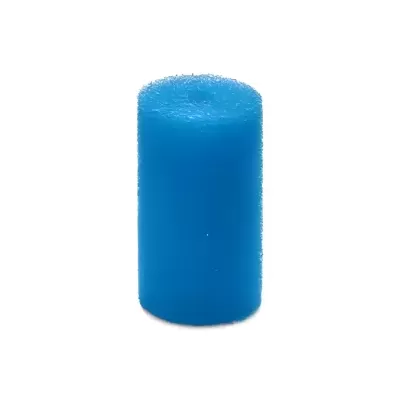 Pega de espuma cilíndrica azul com textura porosa