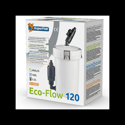 Filtro externo para aquário SuperFish Eco-Flow 120 em embalagem