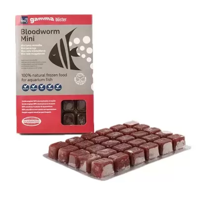Embalagem e blister de comida congelada para peixes Bloodworm Mini tmc gamma