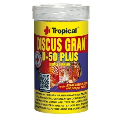 Embalagem de alimento para peixes Tropical DISCUS GRAN D-50 PLUS com imagem de peixes
