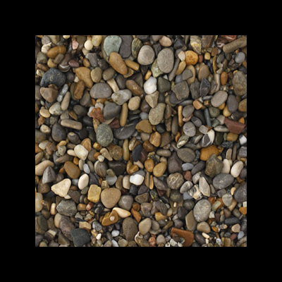 Pequenas pedras decorativas coloridas variando em cinza, branco, castanho e bege