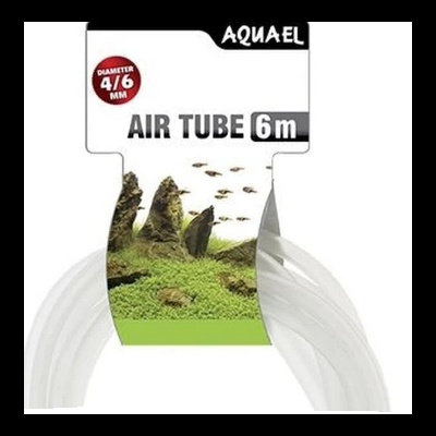 Tubo de ar transparente da marca AQUAEL com embalagem e ilustração natural