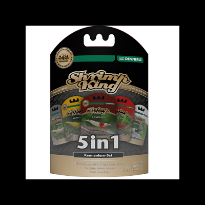 Embalagem Shrimp King 5in1 com cinco sacos de produtos para camarão