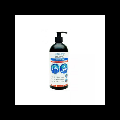 Frasco preto com doseador com etiqueta branca e azul do produto Easyneo Easy Life Salm Elimination