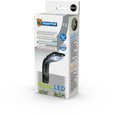 Caixa de luz LED para aquário Nano da marca SuperFish, cor preta
