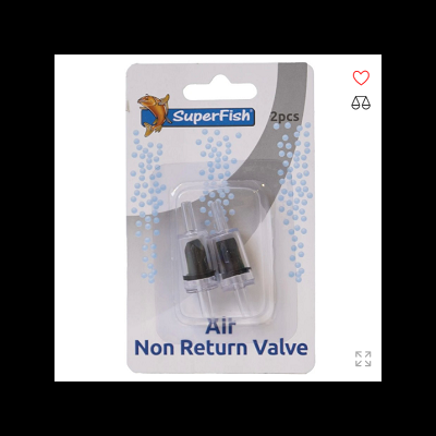 Válvulas anti-retorno Air Non Return Valve da SuperFish em embalagem branca e cinza