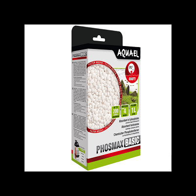 Embalagem de filtro para aquário AQUAEL PHOSMAX BASIC com esferas brancas.