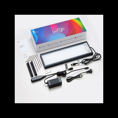 Luz LED RGB rectangular com acessórios e embalagem colorida