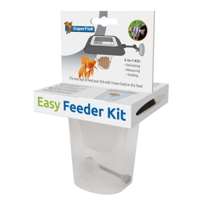 Kit de alimentação para peixes Easy Feeder Kit da marca SuperFish em embalagem com texto e imagens de peixes.