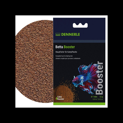 ração Betta Booster Dennerle para peixes betta em embalagem colorida