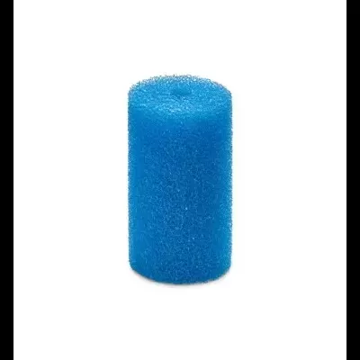 Espuma de filtro cilíndrica azul em fundo branco