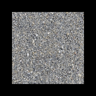 Sementes pequenas redondas cinza e brancas sobre superfície plana