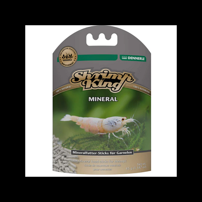 Embalagem Shrimp King Mineral para sticks minerais de camarão, verde com camarão branco