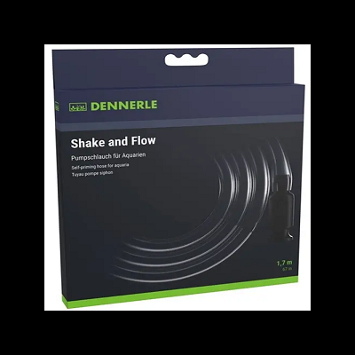 Embalagem preta e verde com mangueira transparente para aquário