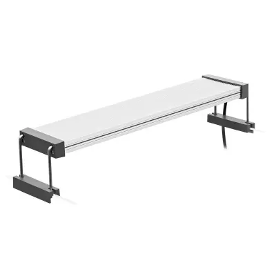 Luz LED retangular branca com suportes metálicos