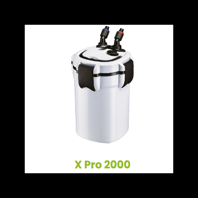 Filtro externo para aquário branco X Pro 2000 com conexões pretas e vermelhas