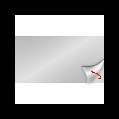 Autocolante metálico prateado com canto dobrado