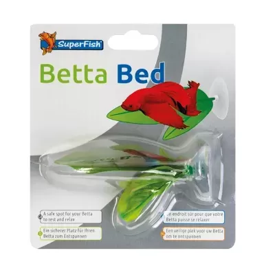 Betta Bed para peixes Betta com base plástica e folhas verdes na embalagem SuperFish