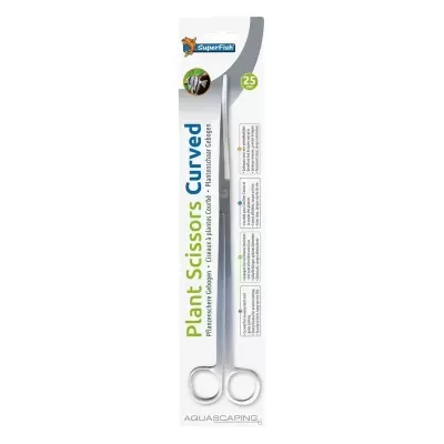 Tesoura curva para plantas SuperFish 25 cm embalada em cartão branco