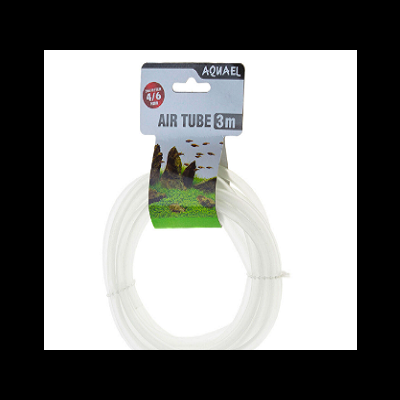 tubo de ar transparente enrolado com etiqueta azul da marca AQUAEL